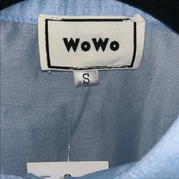 Wowo Sheer Blue Blouse with Puff Sleeves - Picture 5 of 5